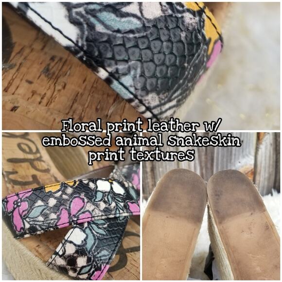 Platform Wedge Espadrille Sandals Sam Edelman Destin Size 10 Black Leather Strap - Picture 10 of 14